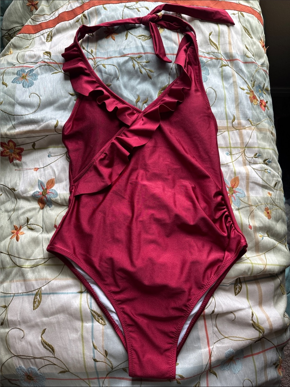 Cupshe Raspberry Red Ruffle One-Piece Swimsuit